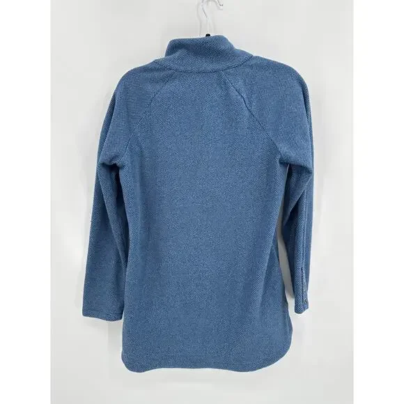 J McLaughlin Marisa Fleece Top Button Detailed High Neck Blue Size Medium - Picture 8 of 10